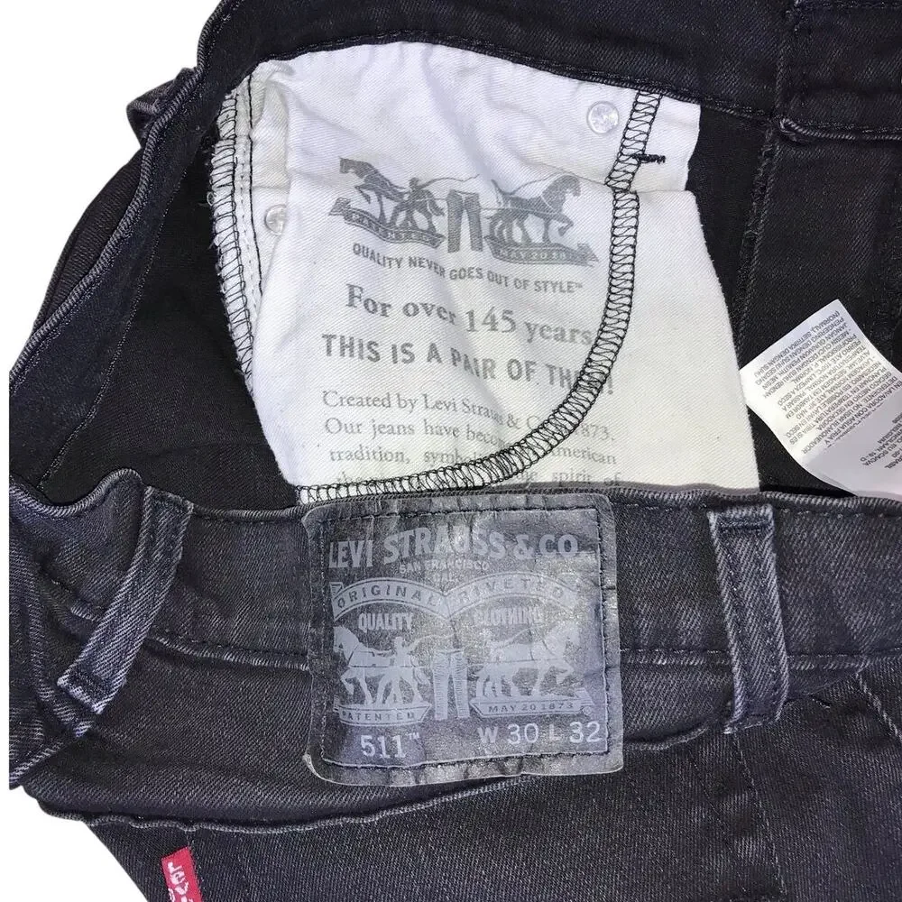 Levi’s 511 Slim Fit Jeans Men’s 30x32 Black Dark Wash Denim Skater Streetwear